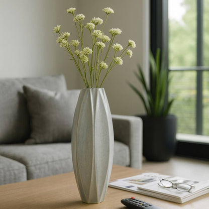 Decorative Vase - Gray Ceramic Unique Sculpted, 20 in.