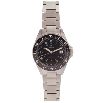 Heritor Calder Men's Automatic Date Bracelet Watch, Silver/Black