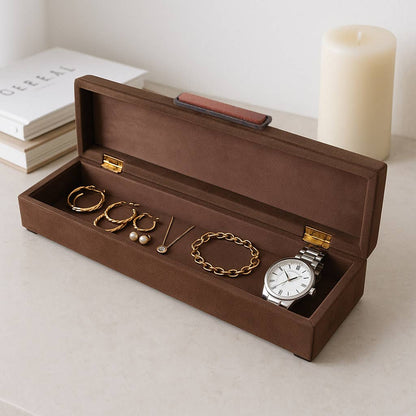 Decorative Box - Brown Wood Goldstone Gemstone, 18 in.