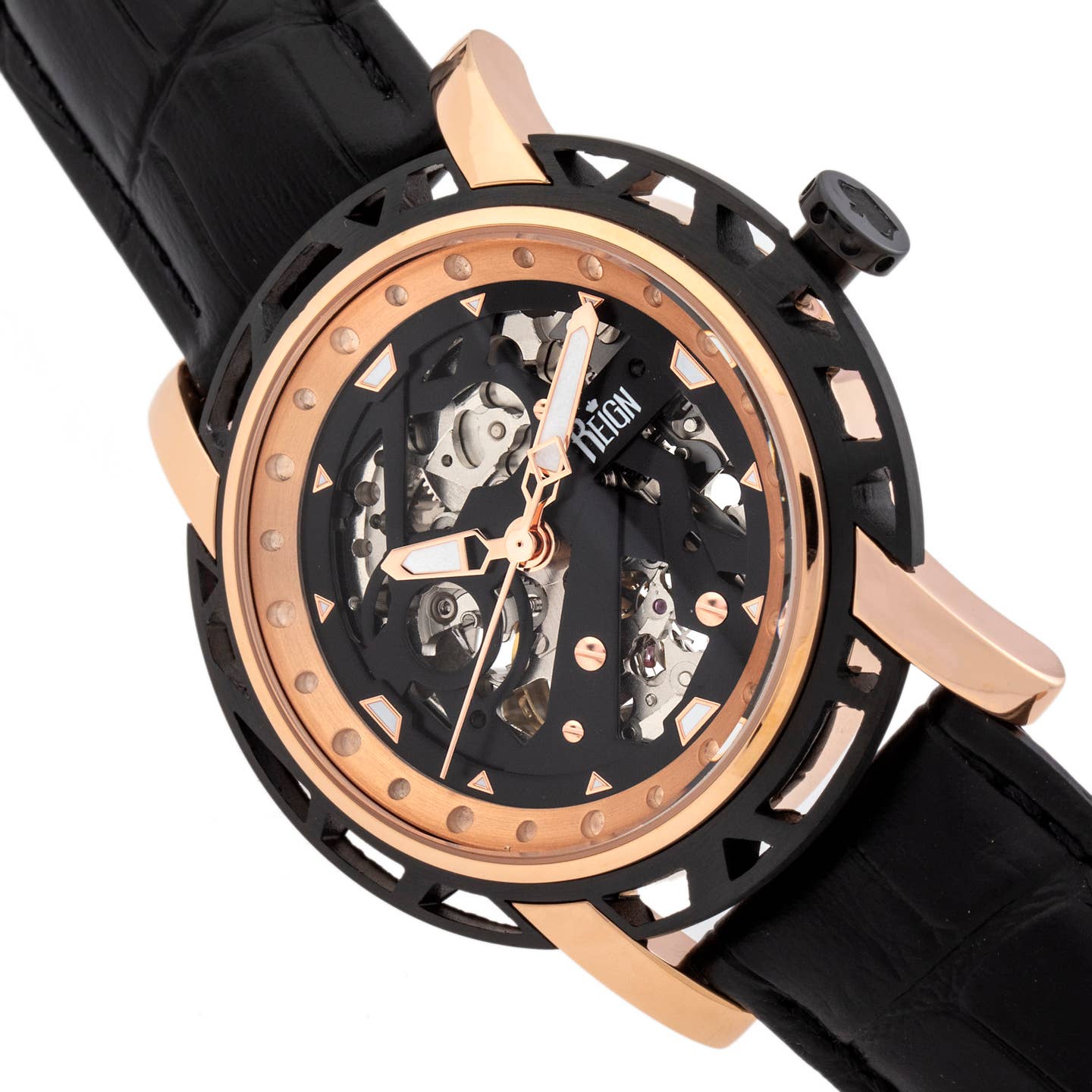 Reign Stavros Men's Automatic Skeleton Leather Watch