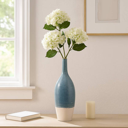Decorative Vase - Blue Ceramic Sculptural Ombre Tall, 27 in.