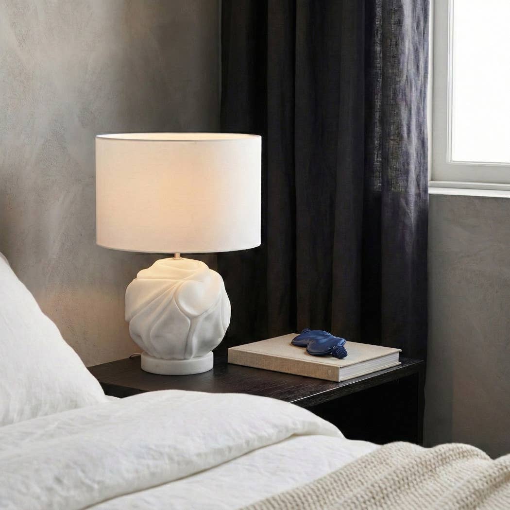 Table Lamp - Ivory Resin Metal with Round Base, 22 in.