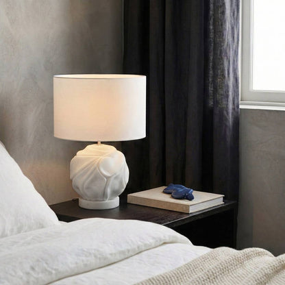 Table Lamp - Ivory Resin Metal with Round Base, 22 in.