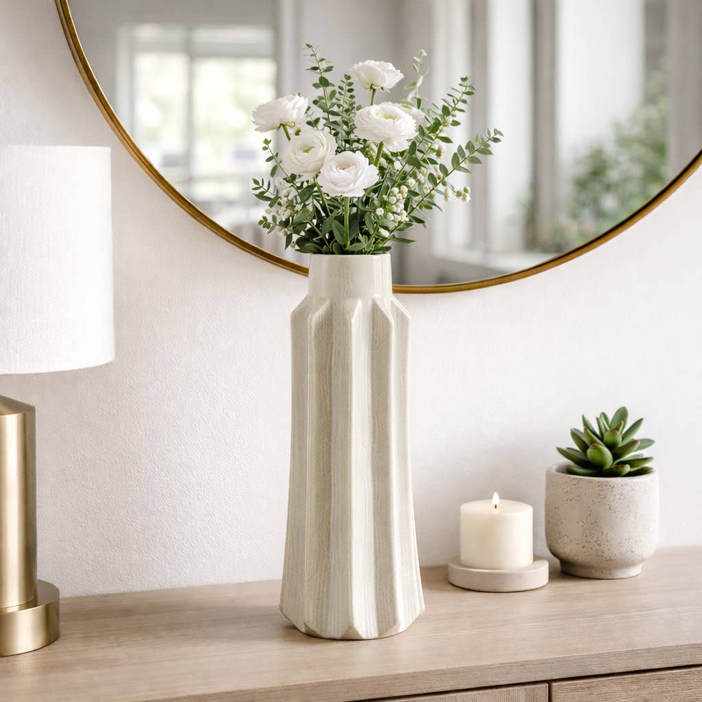 Decorative Vase - Neutral Ceramic Portugal, 19 in.