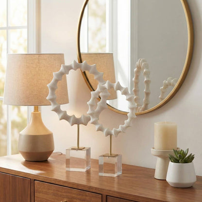 Decorative Objects Set of 2 - White Resin Statuary, 15/18 in