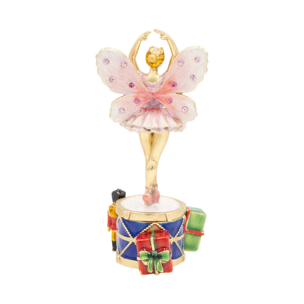 Jay Strongwater 2026 Sugar Plum Fairy Annual Holiday Decorative Box, Red Nutcracker Austrian Crystal Enamel Gold-Finished