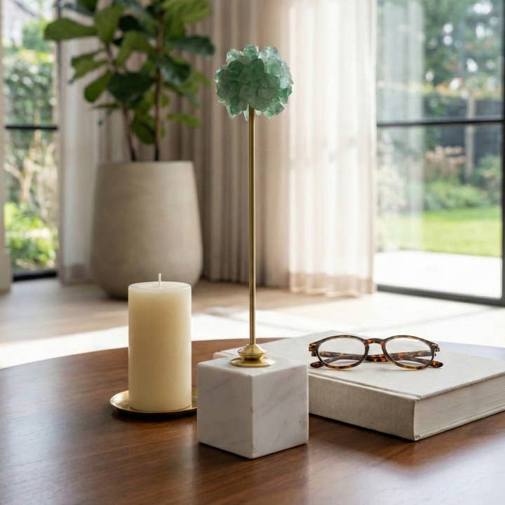 Decorative Object - Green Marble Orb Nature Inspired, 16 in.