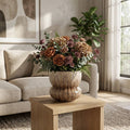 Decorative Vase - Brown Ceramic Sculpted Body, 7 in.