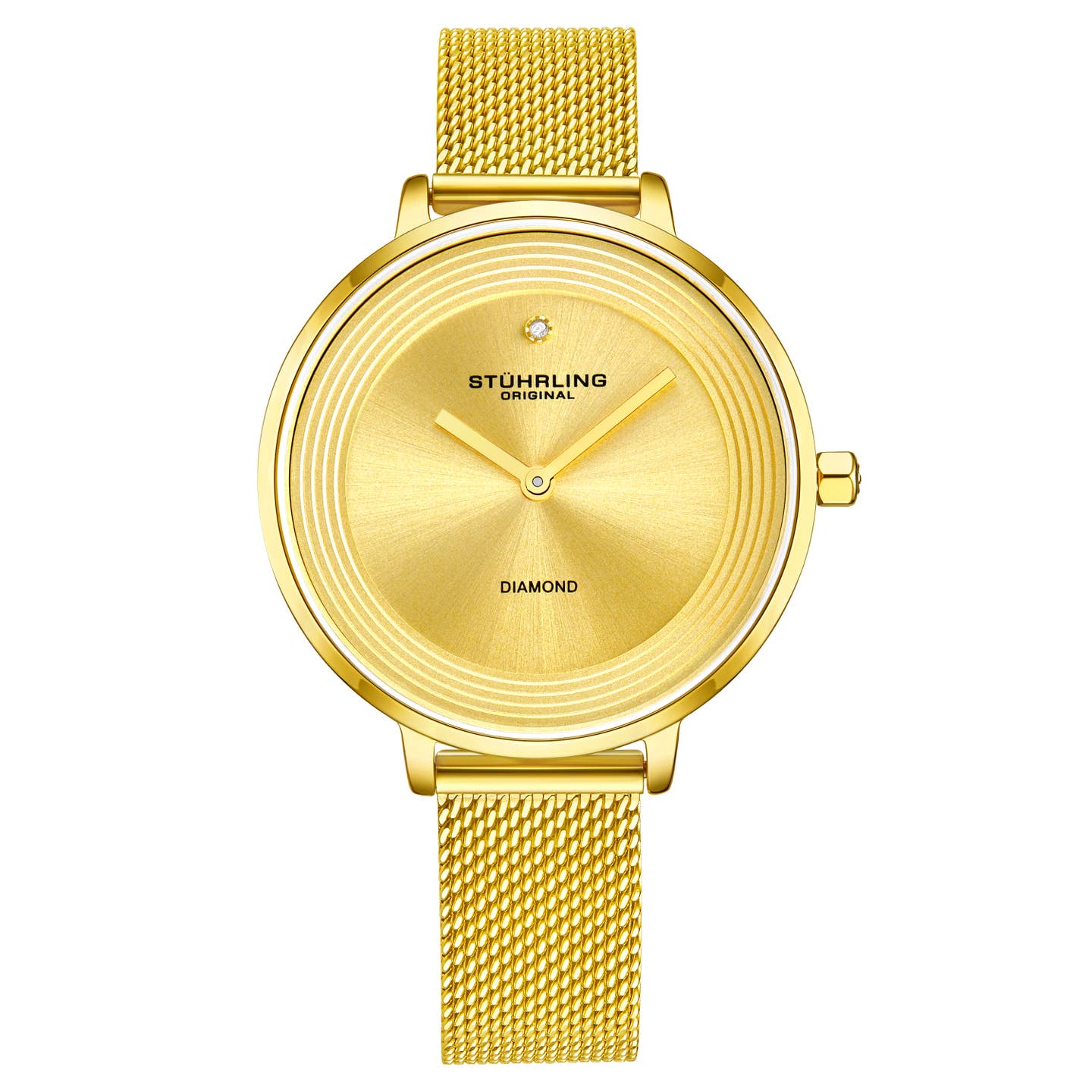 Stuhrling Original Symphony 3946 Women's Quartz Watch, 37mm, Gold-Tone Mesh Bracelet, Diamond Accents