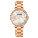 Stuhrling Original Carrara 3907 Women's Quartz Watch, 38mm, Silver Mother-of-Pearl Dial, Silver-Tone Stainless Steel Bracelet, Crystal-Accented Bezel