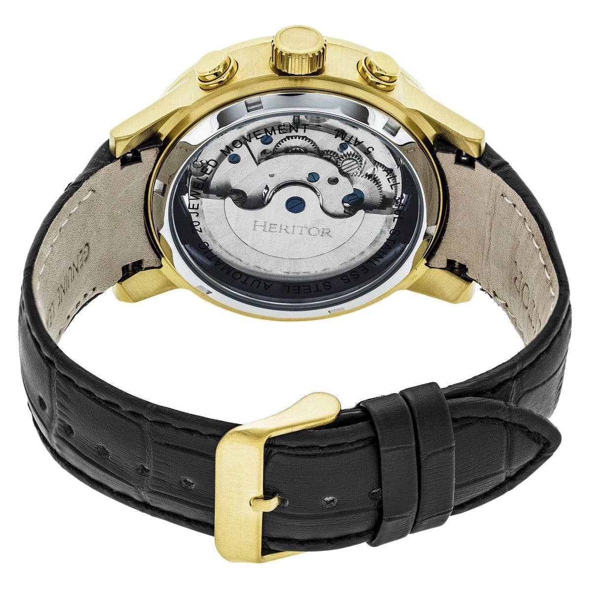 Heritor Hannibal Men's Automatic Semi-Skeleton Leather Watch, Style HERHR4103