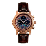 Authentic Heritor Legacy Men's Automatic Day-Date Leather Watch, Rose Gold/Brown