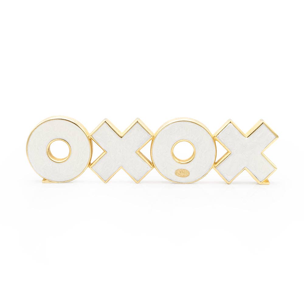 Jay Strongwater Avery Xoxo Swarovski Crystal Enamel Gold-Finished Tabletop Object, Opal