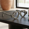 Decorative Sculpture - Black Stone Eyeglasses Shaped, 9 in.
