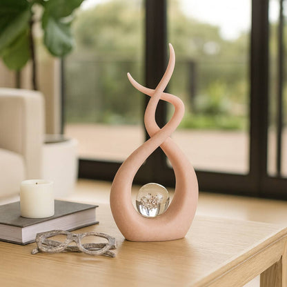 Sculpture - Pink Resin Swirl with Crystal Accent, 12 in.