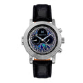 Authentic Heritor Legacy Men's Automatic Day-Date Leather Watch, Silver/Black
