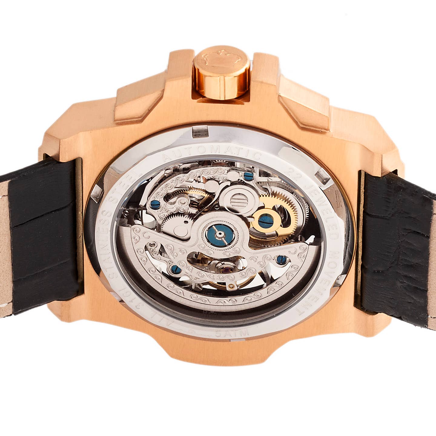 Reign Commodus Men's Automatic Skeleton Leather Watch