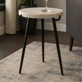Side Table - White/Black Marble Top with Metal Legs, 21 in.