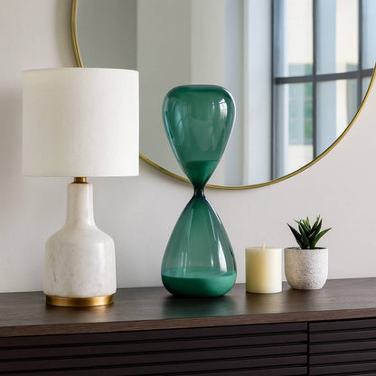 Decorative Object - Blue Glass Hourglass Sculpture, 17 in.