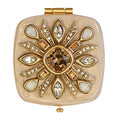 Jay Strongwater Schuyler Maltese Bejeweled Golden Compact Mirror, Crystal Gold-Finished