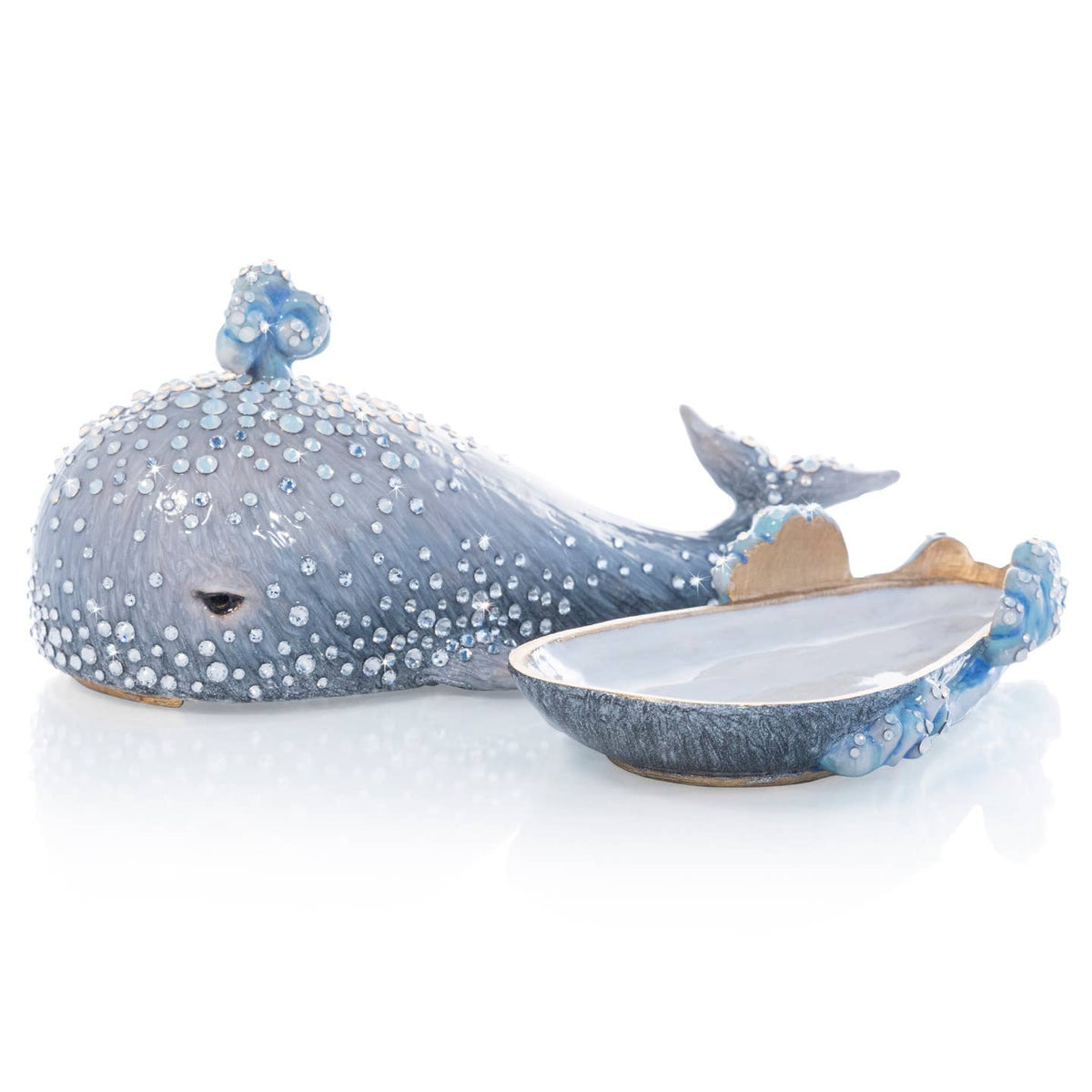 Jay Strongwater Abel Whale Decorative Box, Gold Swarovski Crystal Enamel Gold-Finished