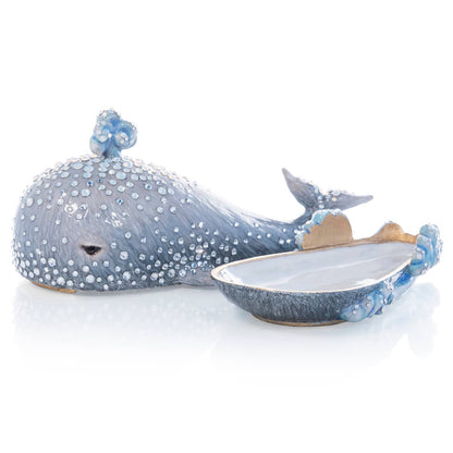 Jay Strongwater Abel Whale Decorative Box, Gold Swarovski Crystal Enamel Gold-Finished