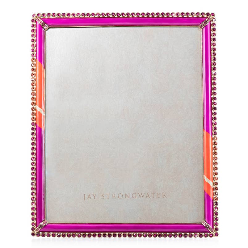 Jay Strongwater Laetitia Stone Edge 8" x 10" Swarovski Crystal Enamel Picture Frame, Pop