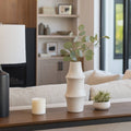 Decorative Vase - Cream Ceramic Unique Sculptural, 12 in.
