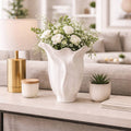 Decorative Vase - Ivory Porcelain Organic Design, 13 in.