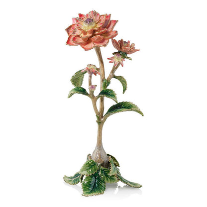 Jay Strongwater Persephone Dahlia Floral Crystal Enamel Gold-Finished Tabletop Object