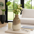 Decorative Vase - Ivory/Brown Ceramic Warm Rustic, 14 in.