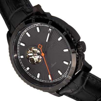 Reign Bauer Men's Automatic Semi-Skeleton Leather Watch