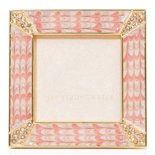 Jay Strongwater Leland Pavé Corner 2" Swarovski Crystal Enamel Picture Frame, Boudoir