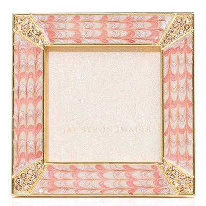 Jay Strongwater Leland Pavé Corner 2" Swarovski Crystal Enamel Picture Frame, Boudoir