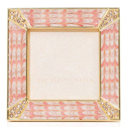 Jay Strongwater Leland Pavé Corner 2" Swarovski Crystal Enamel Picture Frame, Boudoir