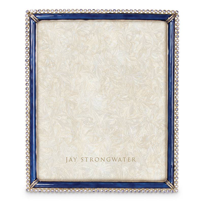 Jay Strongwater Laetitia Stone Edge Floral 8" x 10" Crystal Enamel Picture Frame, Delft Garden