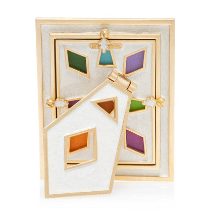 Jay Strongwater Abaculus Pyramid 3" x 4" Enamel Gold-Finished Picture Frame, Rainbow