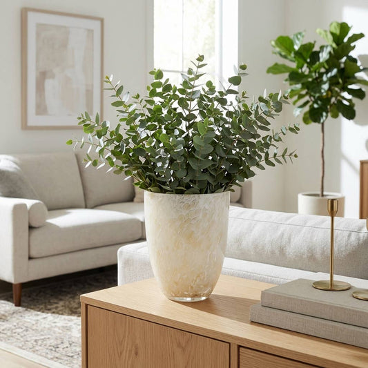 Decorative Vase - Tan Glass Round with Speckled Finish, 9 in