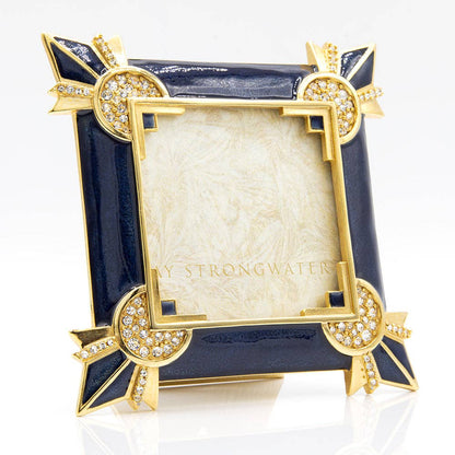 Jay Strongwater Dorothy 3 X 3 Art Deco 3" x 3" Crystal Enamel Picture Frame, Delft Garden
