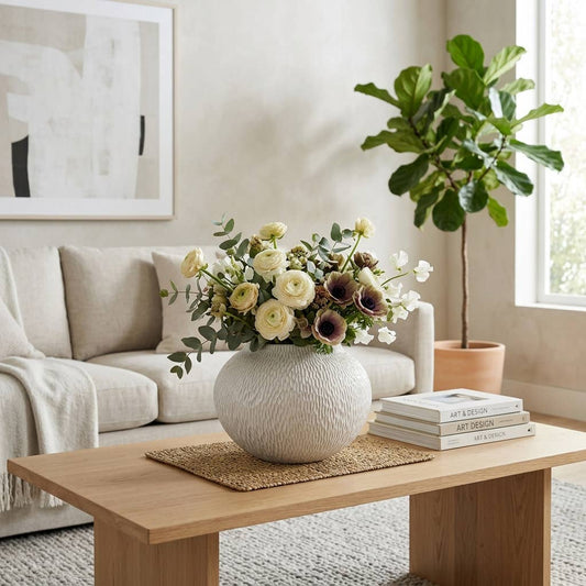 Decorative Bowl - White Earthenware Round Small, 13 in.
