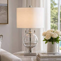 Table Lamp - Clear and White Glass Metallic Base, 24 in.
