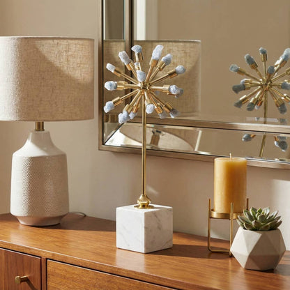 Sculpture - Blue Metal Starburst with Marble Base, 18 in.