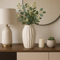 Decorative Vase - Ivory Ceramic Sculpted Floor, 14 in.