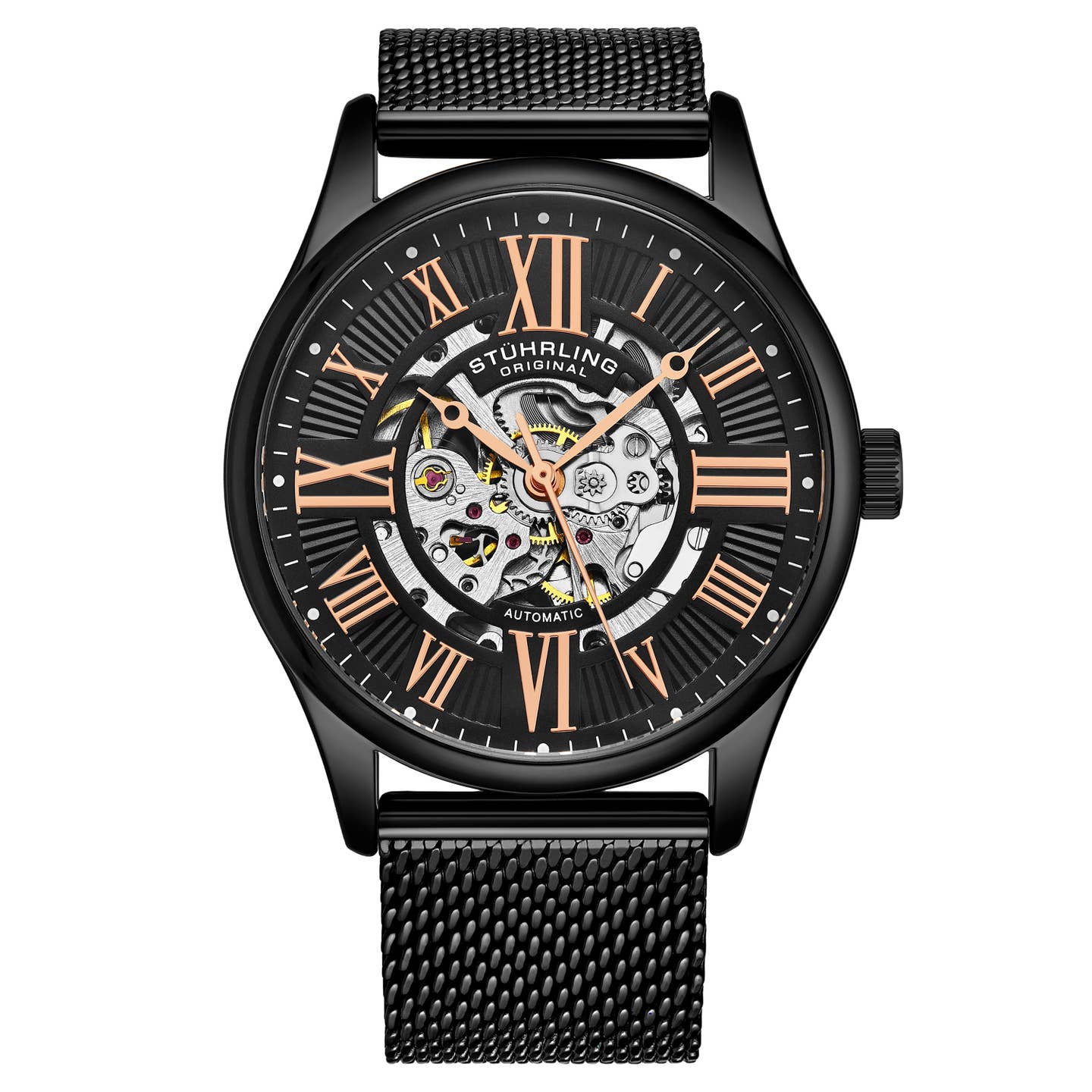 Stuhrling Original Atrium 3942M Men's Automatic Skeleton Watch, 42mm, Black Case