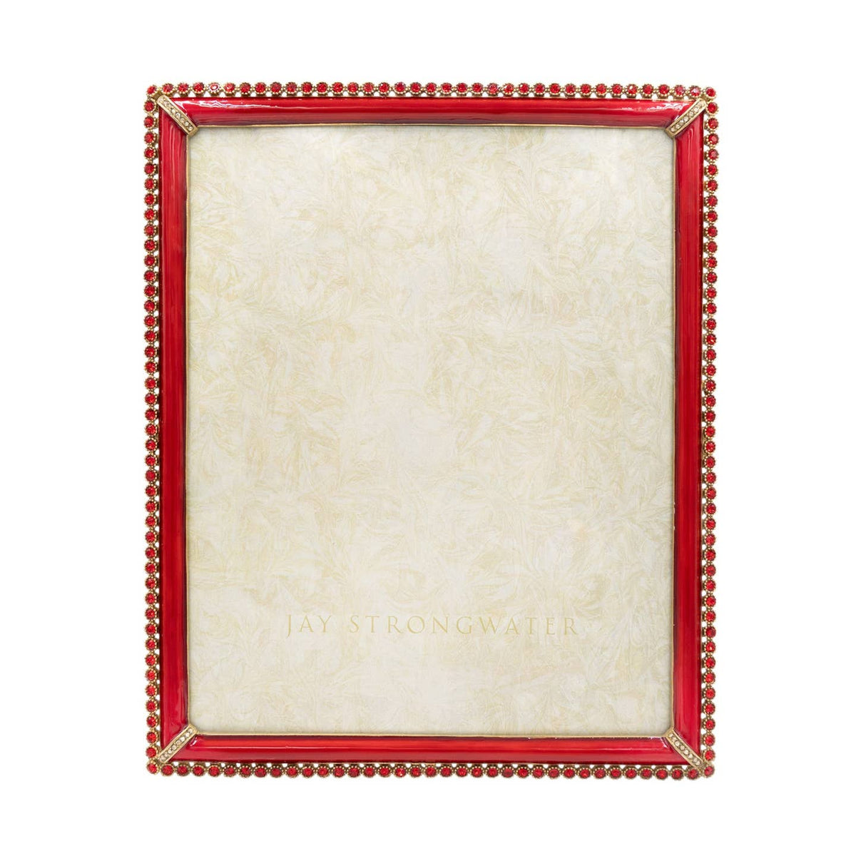 Jay Strongwater Laetitia Stone Edge Rose 8" x 10" Crystal Enamel Picture Frame, Ruby