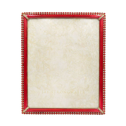 Jay Strongwater Laetitia Stone Edge Rose 8" x 10" Crystal Enamel Picture Frame, Ruby