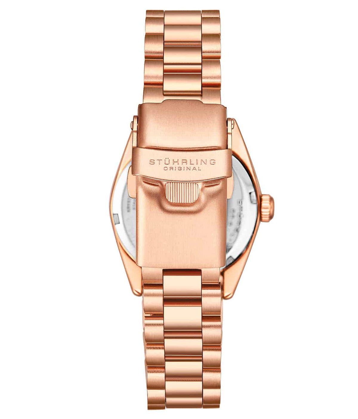 Stuhrling Original Lineage Women's Quartz Watch, 31mm, Silver Mother-of-Pearl Dial, Rose Gold-Tone Bracelet, Crystal-Accented Bezel