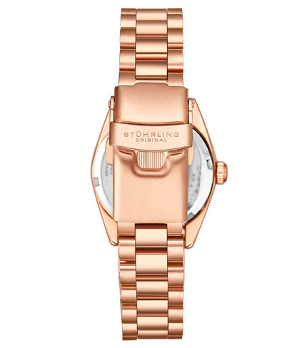 Stuhrling Original Lineage Women's Quartz Watch, 31mm, Silver Mother-of-Pearl Dial, Rose Gold-Tone Bracelet, Crystal-Accented Bezel