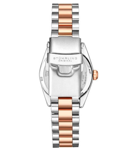 Stuhrling Original Lineage Women's Quartz Watch, 31mm, Silver Mother-of-Pearl Dial, Two-Tone Rose Gold & Silver Bracelet, Crystal-Accented Bezel