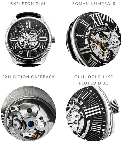 Stuhrling Original Atrium 3942 Men's Automatic Skeleton Watch, 42mm, Style GB6AX